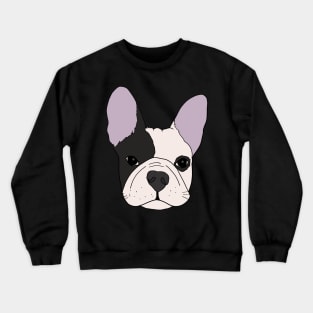 French Bull Dog Face Hand drawn grey and white fur Crewneck Sweatshirt